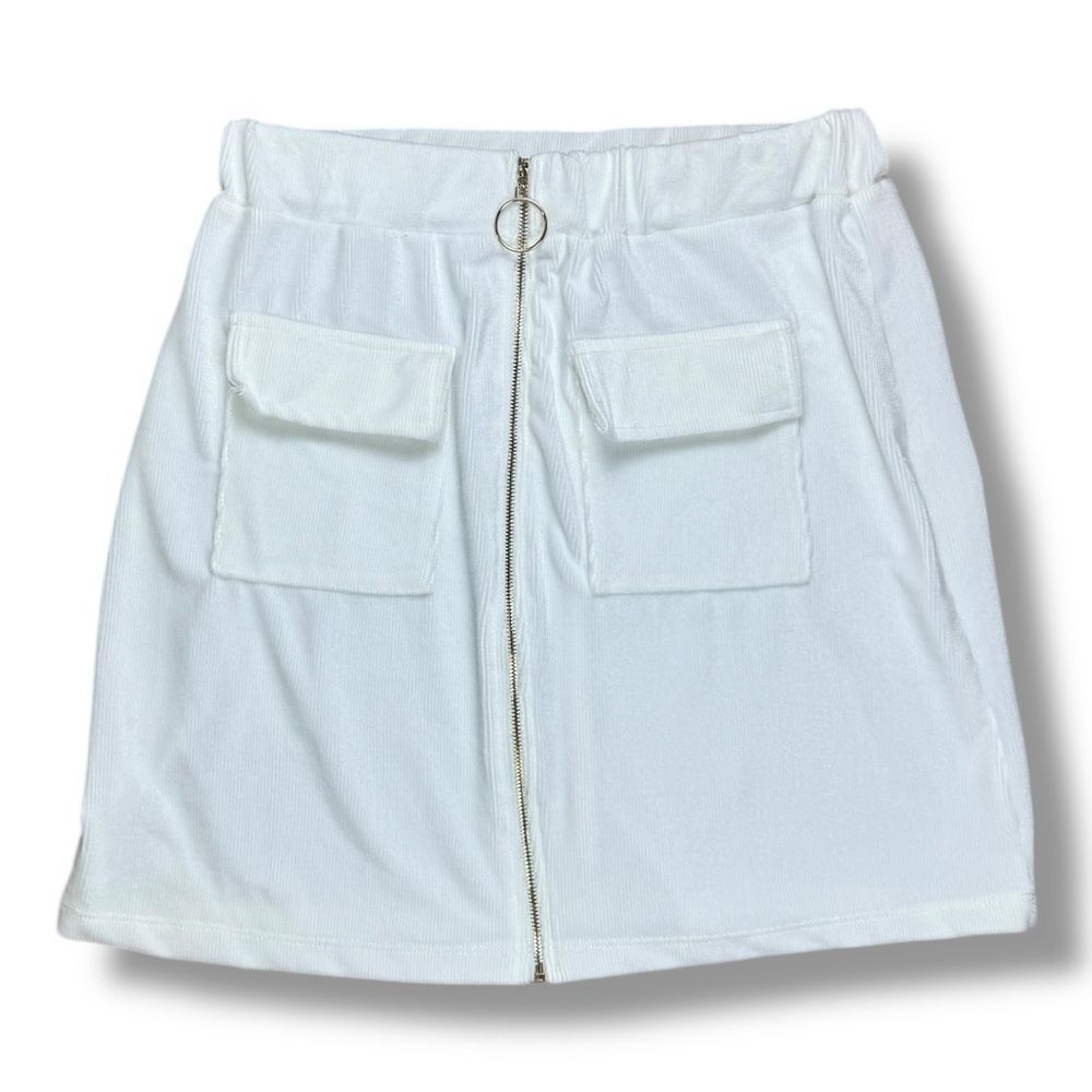 NWOT Marci White Stretchy Terry Cloth Mini Skirt
